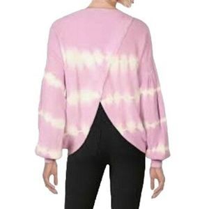 Fate Tie Dye Open Back Sweater‎ Womens S Lilac Purple Pink Long Bishop Sleeve